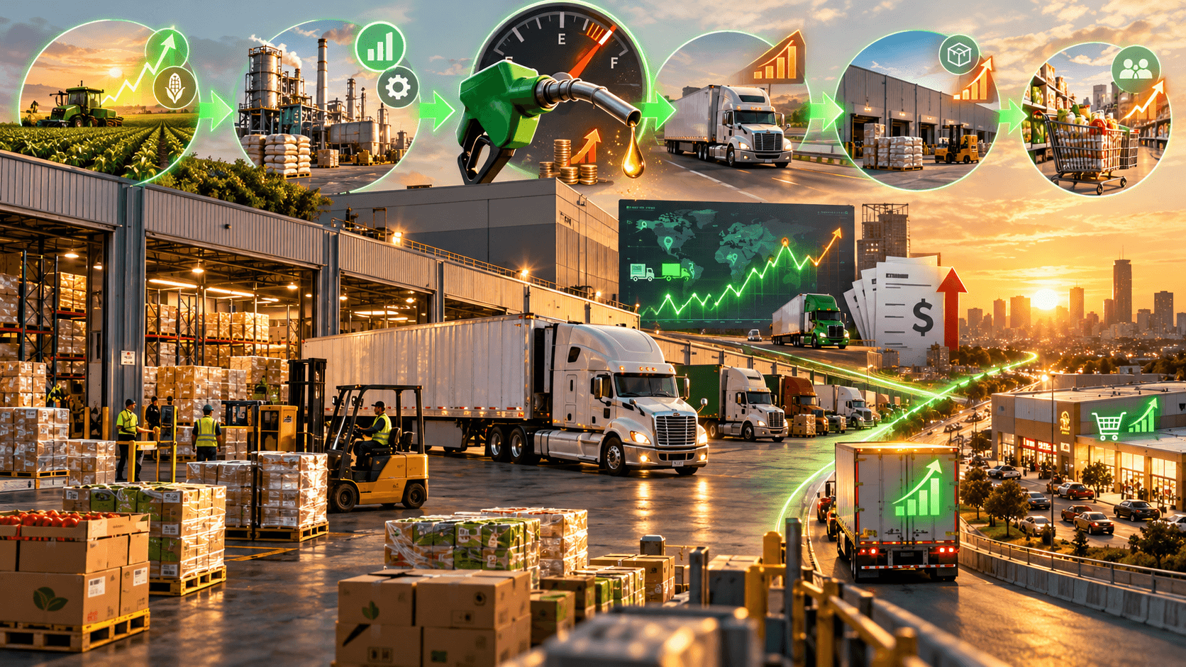 higher carrier fuel surcharges increasing truckload and LTL transportation costs greater volatility in spot freight pricing higher agricultural and manufacturing costs increased pressure on final delivered product prices